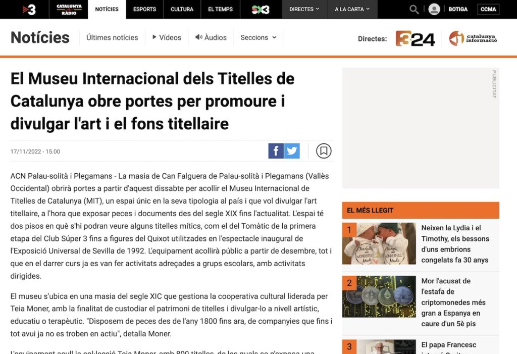TV3 al museu de titelles